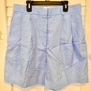 NWOT COS Women’s Trouser Shorts Sz 10 Linen Blend Bermuda Blue Adjustable Waist
